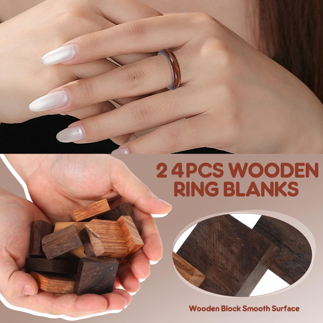 SHINEOFI 24pcs Wood Ring Blanks Wooden Blocks for Crafts Jewelry Ring Making En Carving Blocks Turning Blanks Craft Turning Making Supplies Unfinished Natural Board