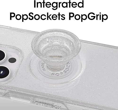Miniatura 3 de OtterBox Funda transparente para iPhone 14 Pro Max (solamente) Otter + Pop Symmetry Series - STARDUST POP (transparentebrillantina), PopSockets