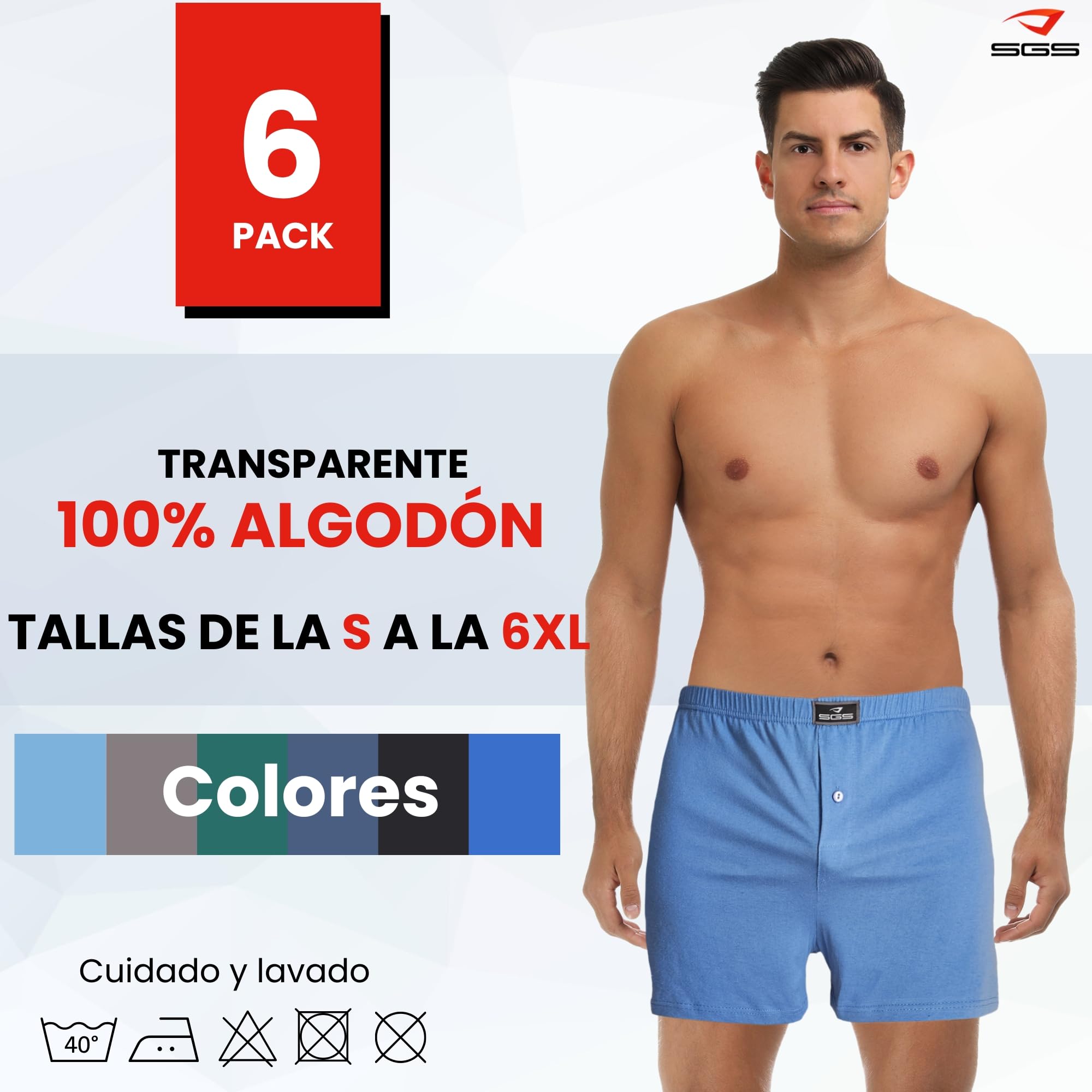 SGS Pack de 6 o 10 Calzoncillos Hombre Boxer de Algodón - Calzoncillos Hombre Tela Cómodos - Boxer Hombres Pack