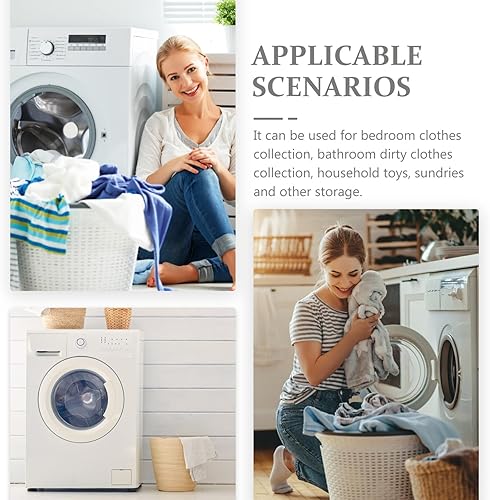 Miniatura 3 de BESTOYARD Cubo de basura de mimbre con tapa en el dormitorio, cubo de basura de 4 galones en la oficina, cesta de basura tejida de mimbre de 11 x 9