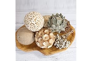 Woven Rattan Balls Decorative Balls for Centerpiece Bowls (Beige White)