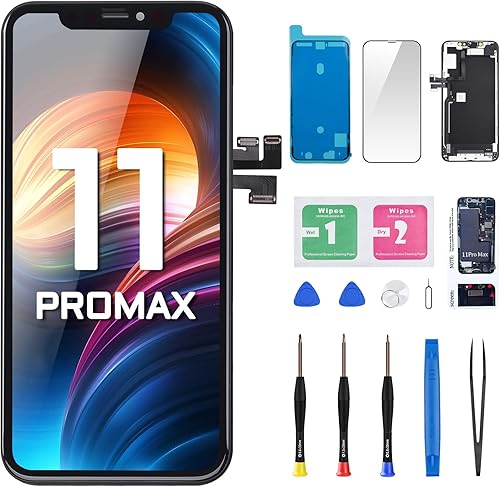 Para iPhone 11 Pro Max Reemplazo de pantalla LCD táctil 3D Digitalizador 6.5 "Montaje de marco completo Auricular frontal oído altavoz sensor Kit de