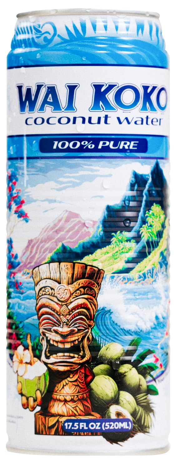 Wai Koko Coconut Water 100% Pure Coconut Water, 17.5 Fl Oz (Pack of 12)