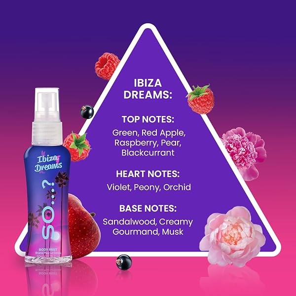 So…? Escapes Womens Gift Set, with Ibiza Dream, Bali Breeze, Mykonos Nights & Majorca Love, Fragrance Spray Set (4 x 50ml) - 3