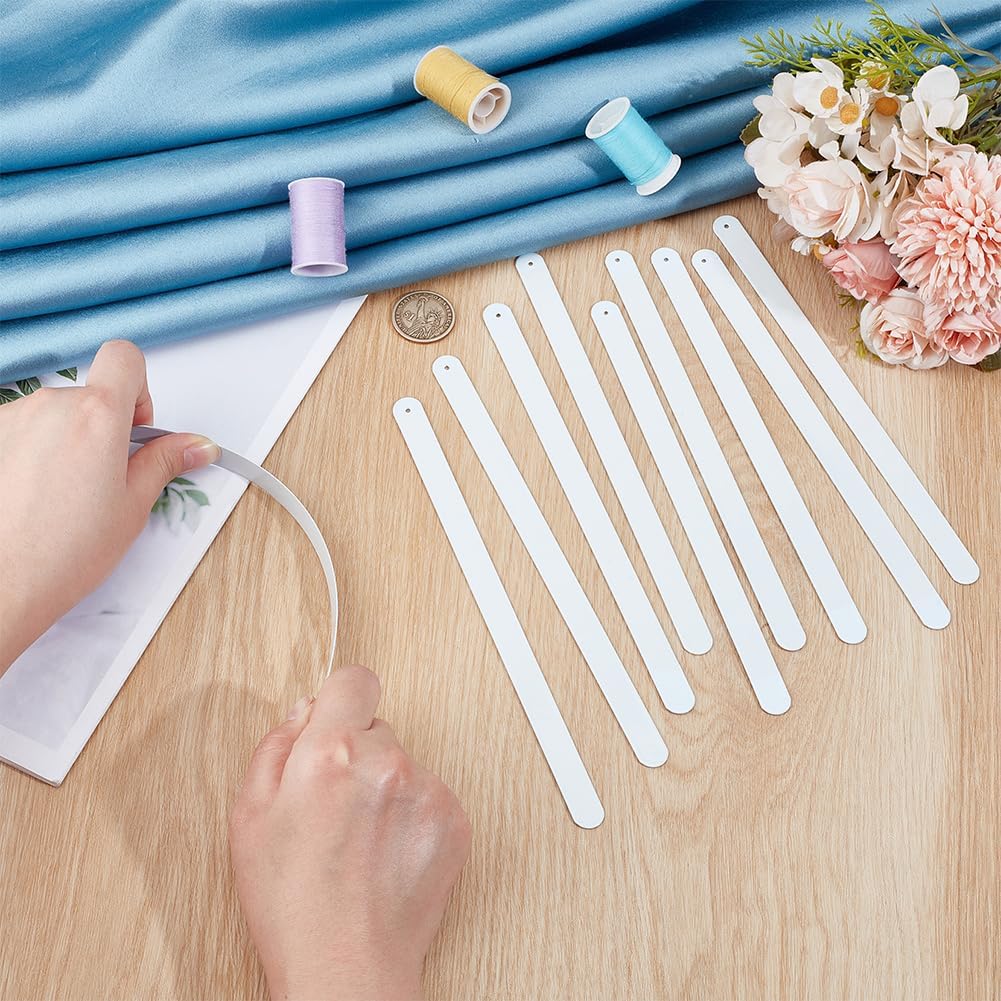 BENECREAT 10pcs White Metal Boning, 7.87 x 0.47 Inch Corset Strips White Webbing Boning for Bridal Dress Bustle Handmade Craft Wedding Dresses DIY Sewing Supplies