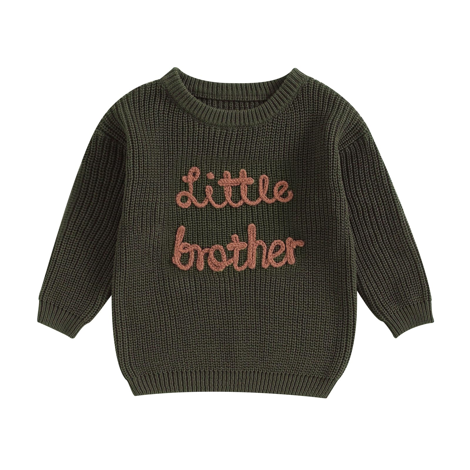 toddler baby girl boy long sleeve knit sweater brothers sisters letter embroidery round neck pullover fall winter tops