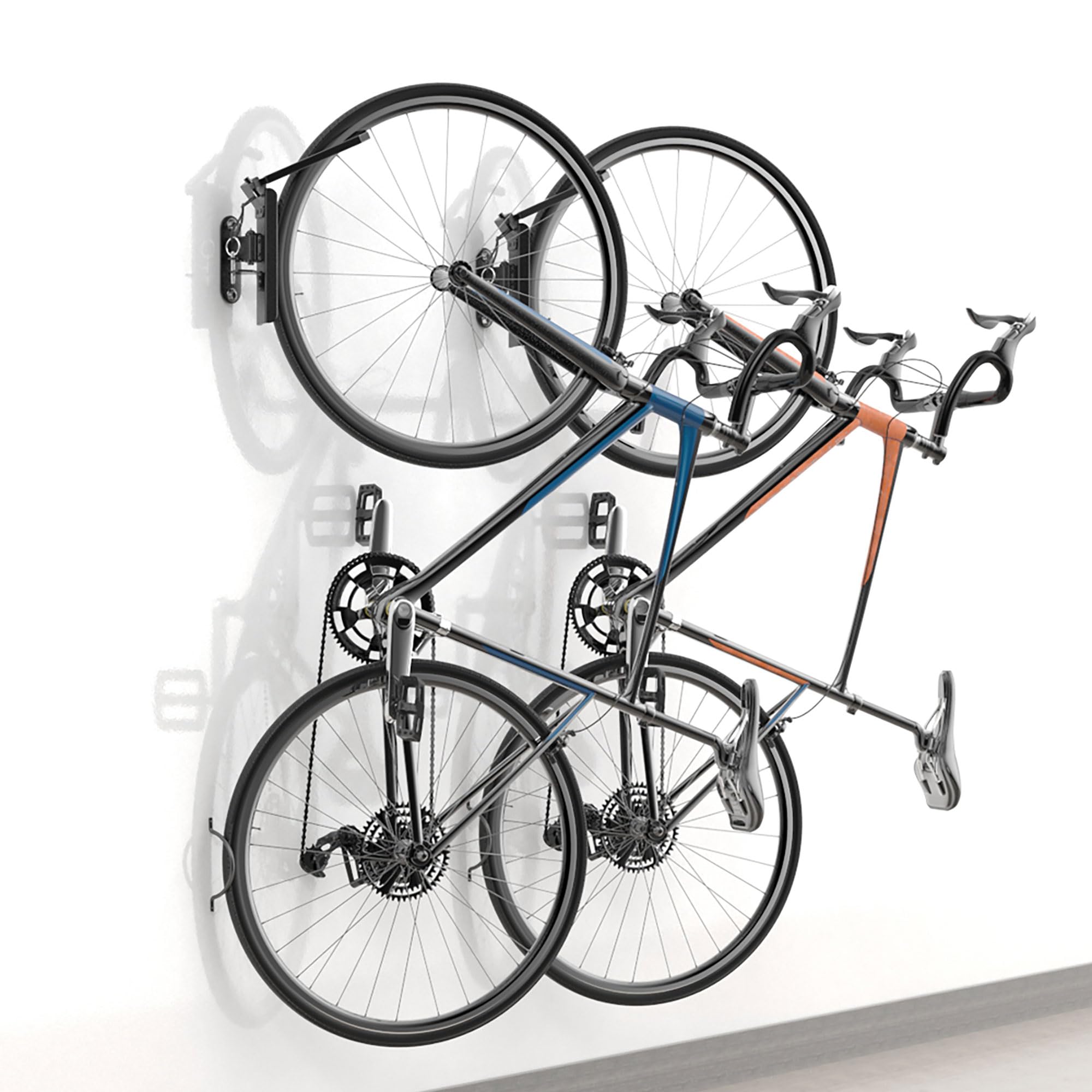 Soporte de pared giratorio para bicicleta, soporte vertical para bicicletas para garaje, gancho para colgar bicicletas montado en la pared, organización de garaje para almacenamiento de