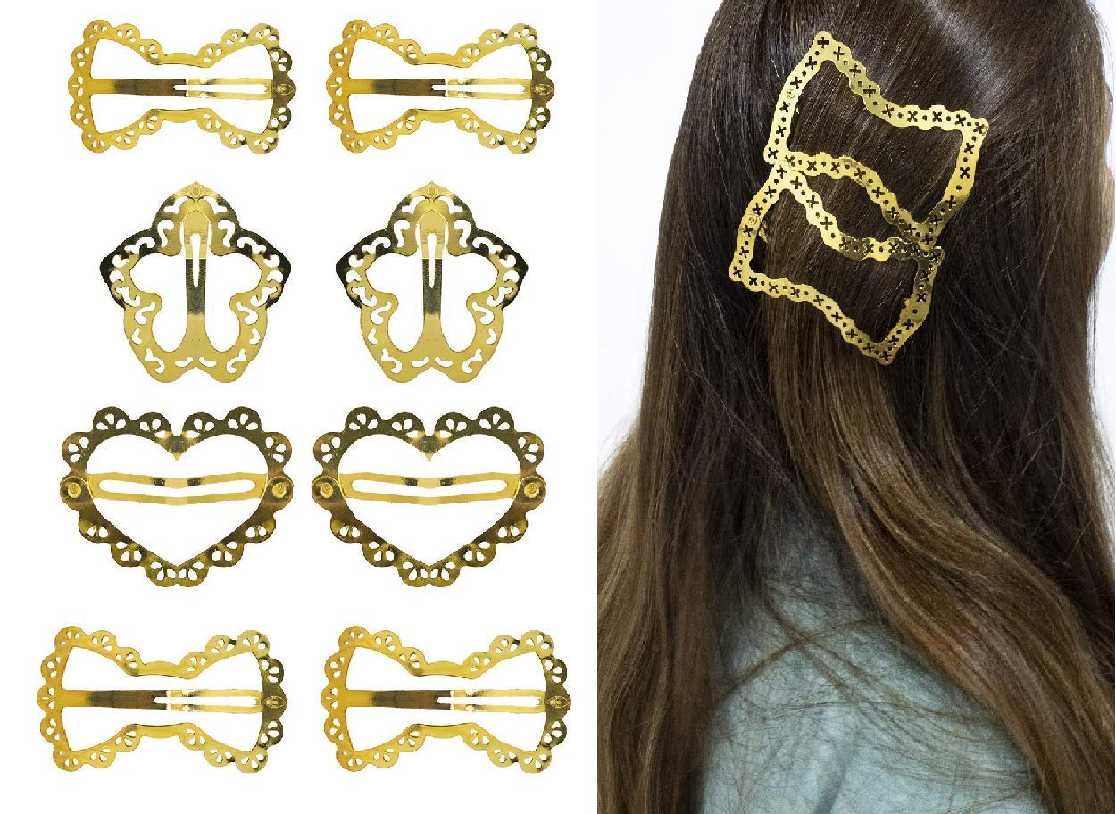 Glan 4 Pairs Golden Metal Tic Tac Tik Tak Hair Clips Pins For Women & Girls.
