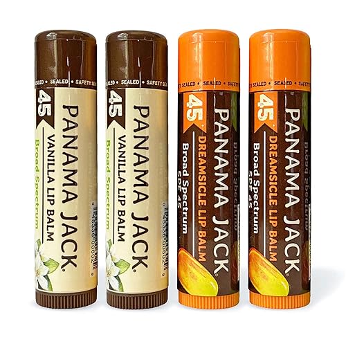 Bálsamo de labios Panama Jack protección solar SPF 45 paquete doble Dreamsicle y vainilla protección solar UVA-UVB de amplio espectro evita y calma