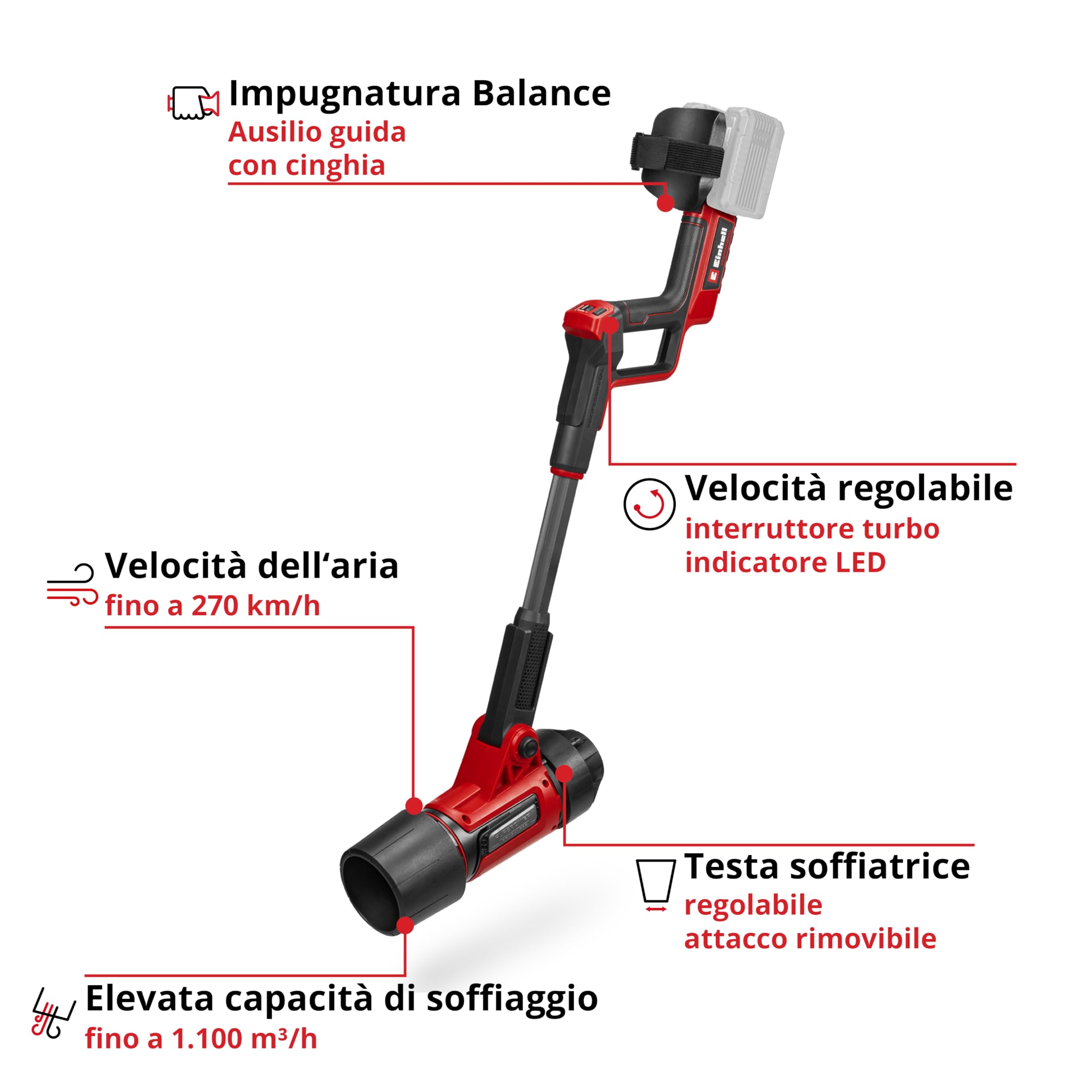 Einhell Professional Spazzafoglie GP-LB 36/270 Li E BL-Solo Power X-Change (36 V, aria 270 km/ora, Brushless, regolaz. giri, tubo 3 stadi, senza batteria)