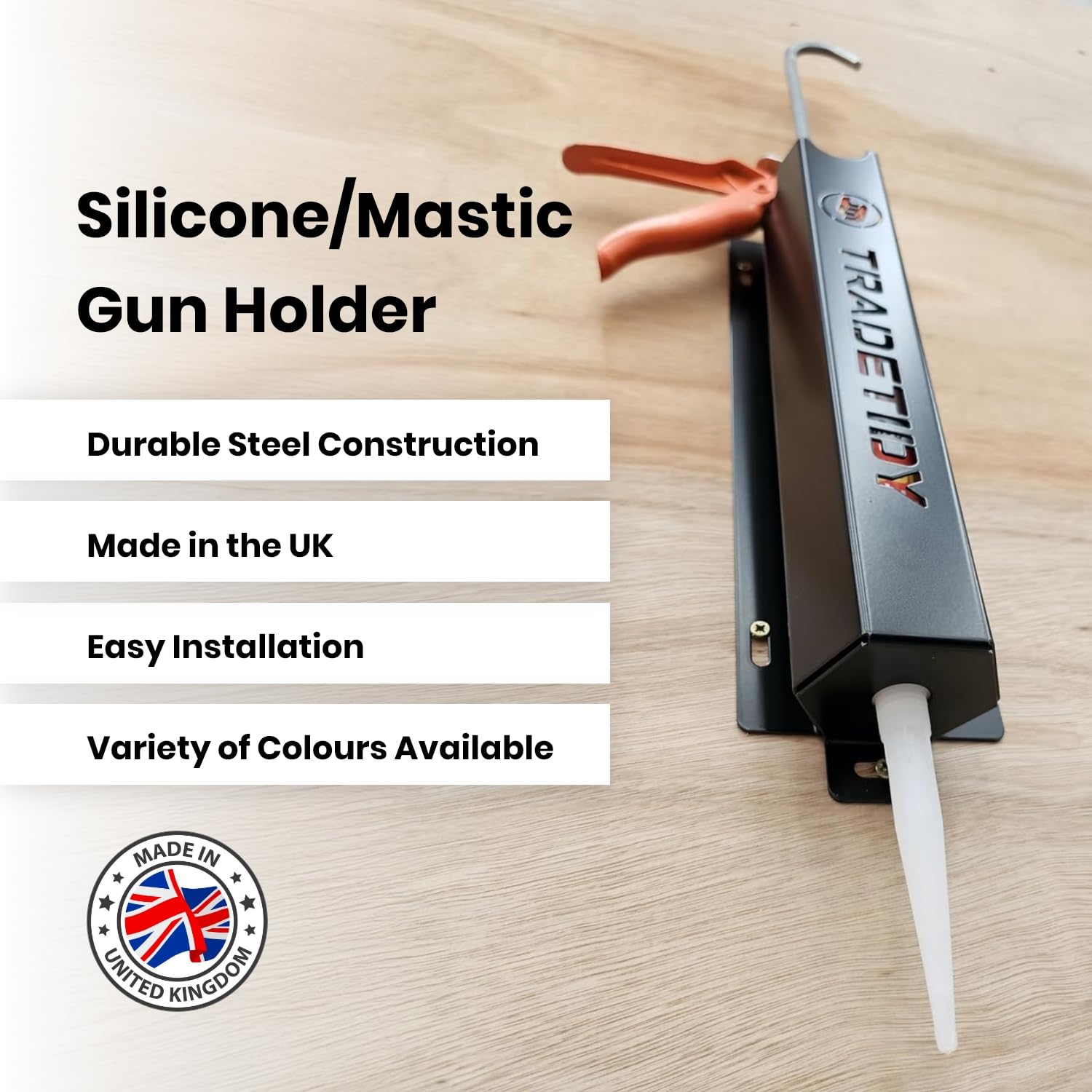TradeTidy Silicone/Mastic Gun Holder, Accessories for Workshop Van, and Garage Storage, Made from 1.5mm Super Strong Steel - Image 2
