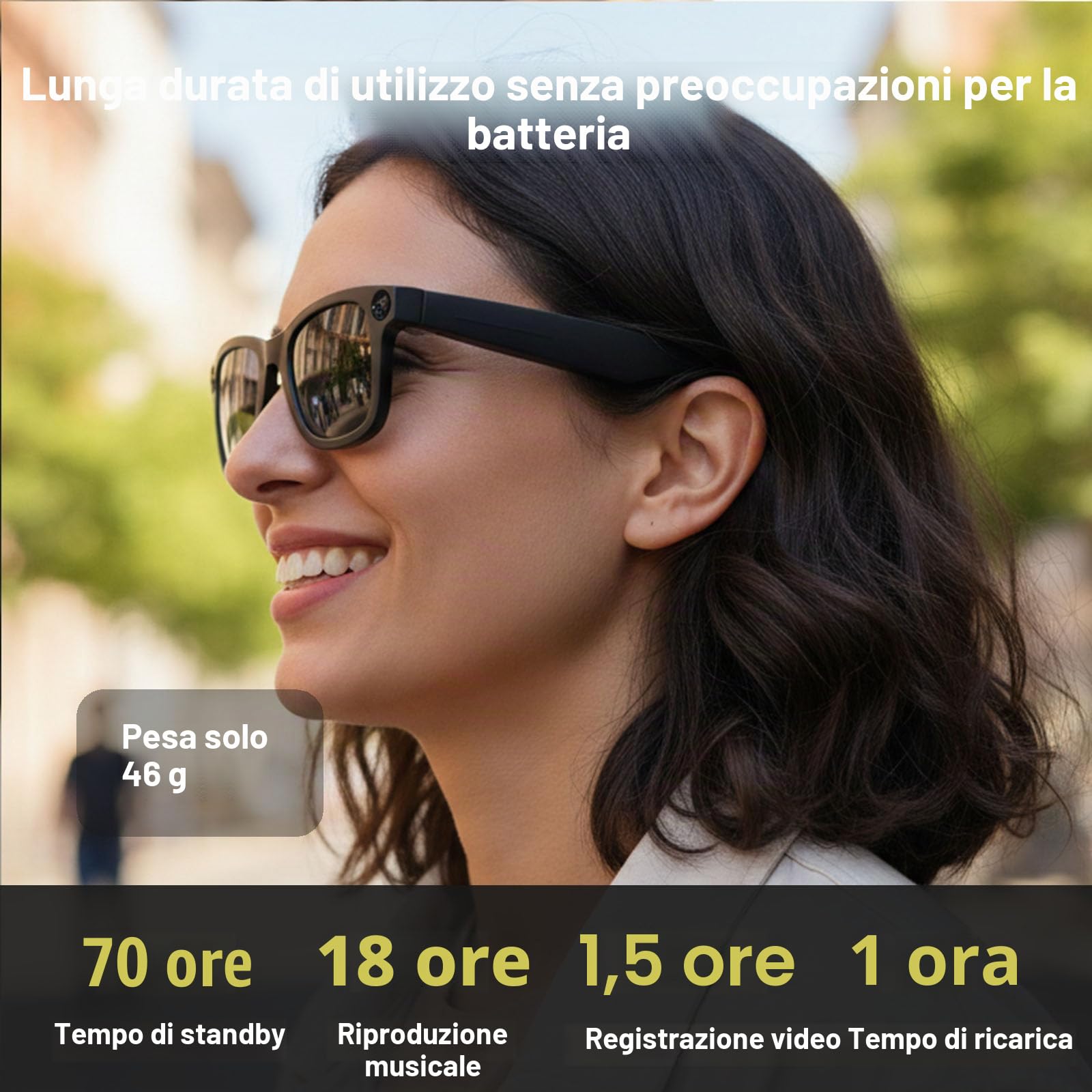Occhiali intelligenti AI 7 in 1 con fotocamera da 8 MP