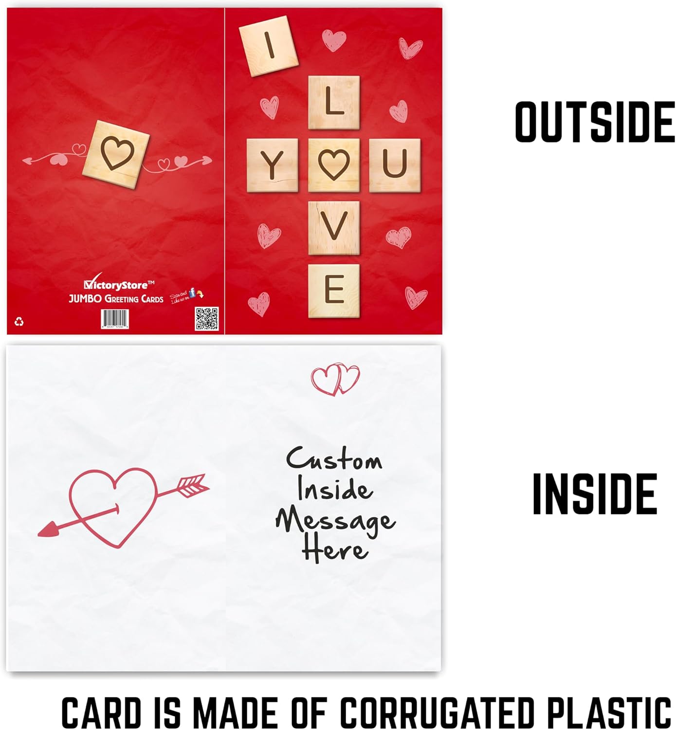 VictoryStore Jumbo 3-Foot Valentine's Day Card - I Love You Word Game - Custom Text Inside
