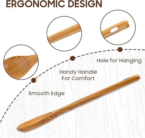 Miniatura 45 de FJNATINH Juego de utensilios de cocina de madera antiadherentes de 7 piezas, utensilios de cocina naturales y saludables (7 piezas)