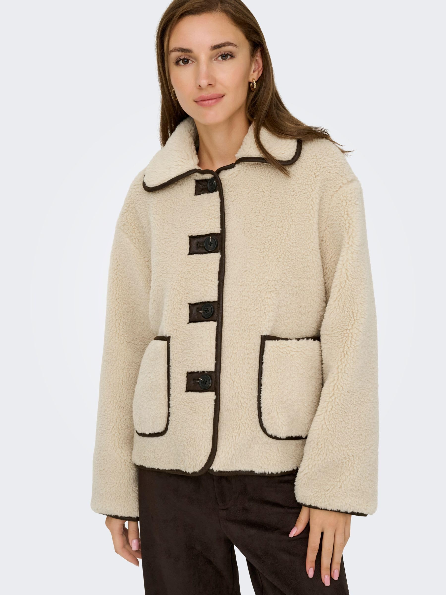 JdY Damska kurtka Jdynoella Life Teddy Jacket OTW Noos, Cement, x_s, Cement, S