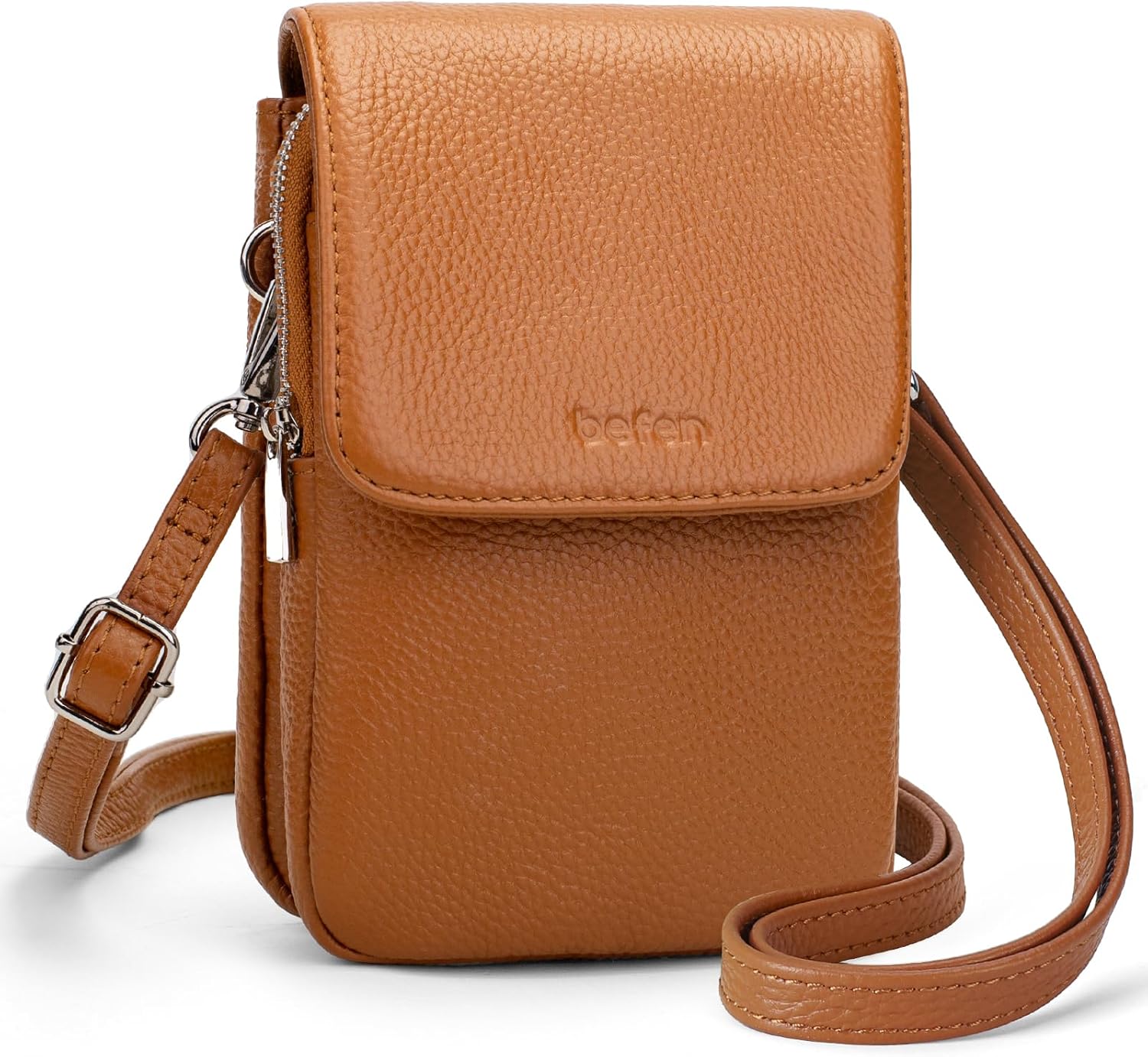 befen Genuine Leather Small Crossbody Bags for Women, Cell Phone Cross body Purse Bag with RFID Blocking Card Slots