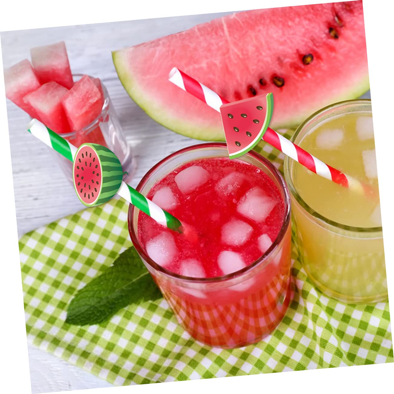 GLEAVI 4 Sets Cocktail-strohhalme Mit Wassermelonenmuster Im Hawaii-stil Wiederverwendbare Papier-saftstrohhalme Für Erwachsene Jungen Und Mädchen 40 Stück * 4