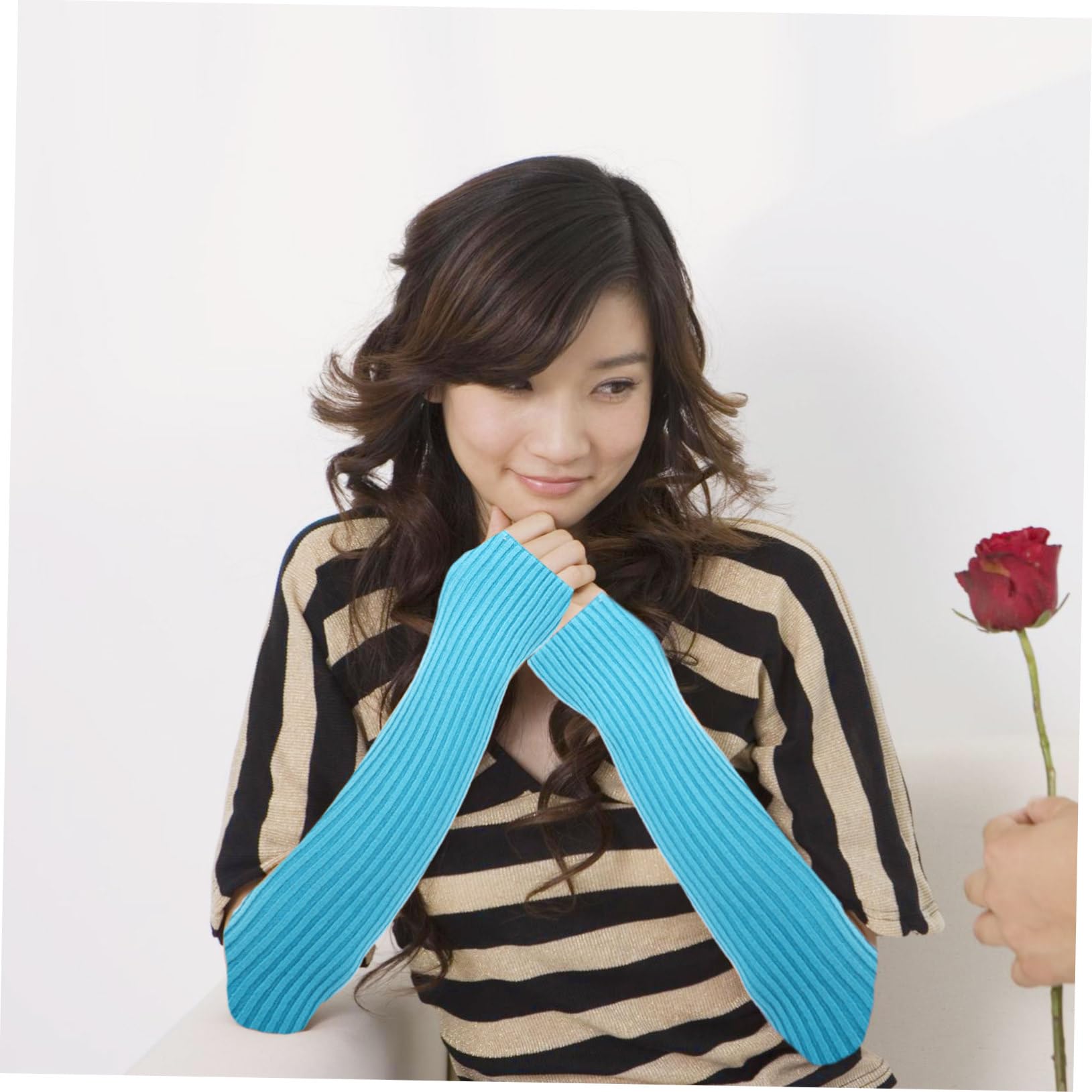 LIFKOME Soft Cozy Winter Arm Warmer Gloves with Thumb Hole Knit Long Arm Sleeves for Women Warm and Comfortable