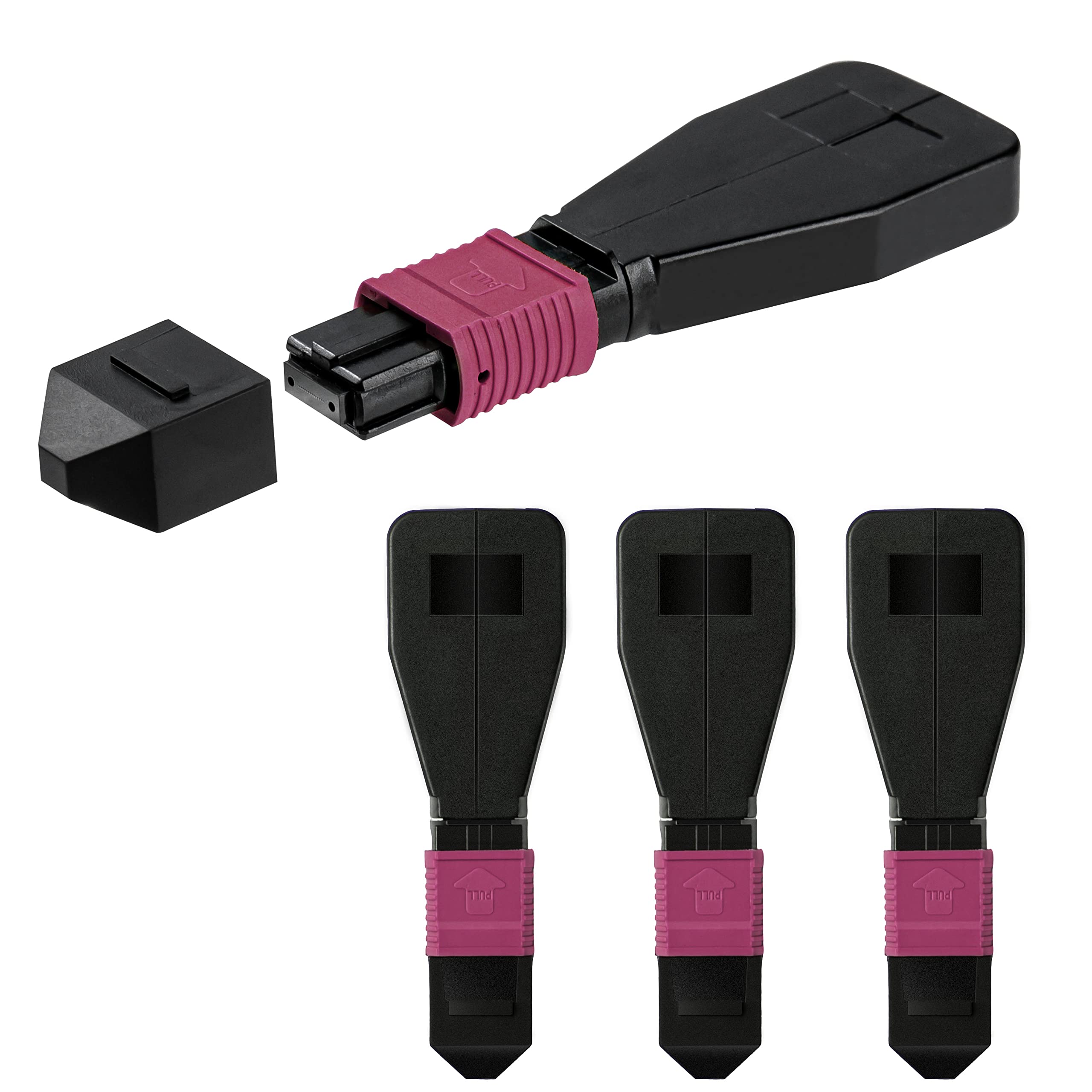 GwliUni 4Pcs MPO OM4 Multi-Mode Female Loopback Plug Supports 12 Fiber Core 6 Channels Type A for 40G 100G Networks and QSFP Testing