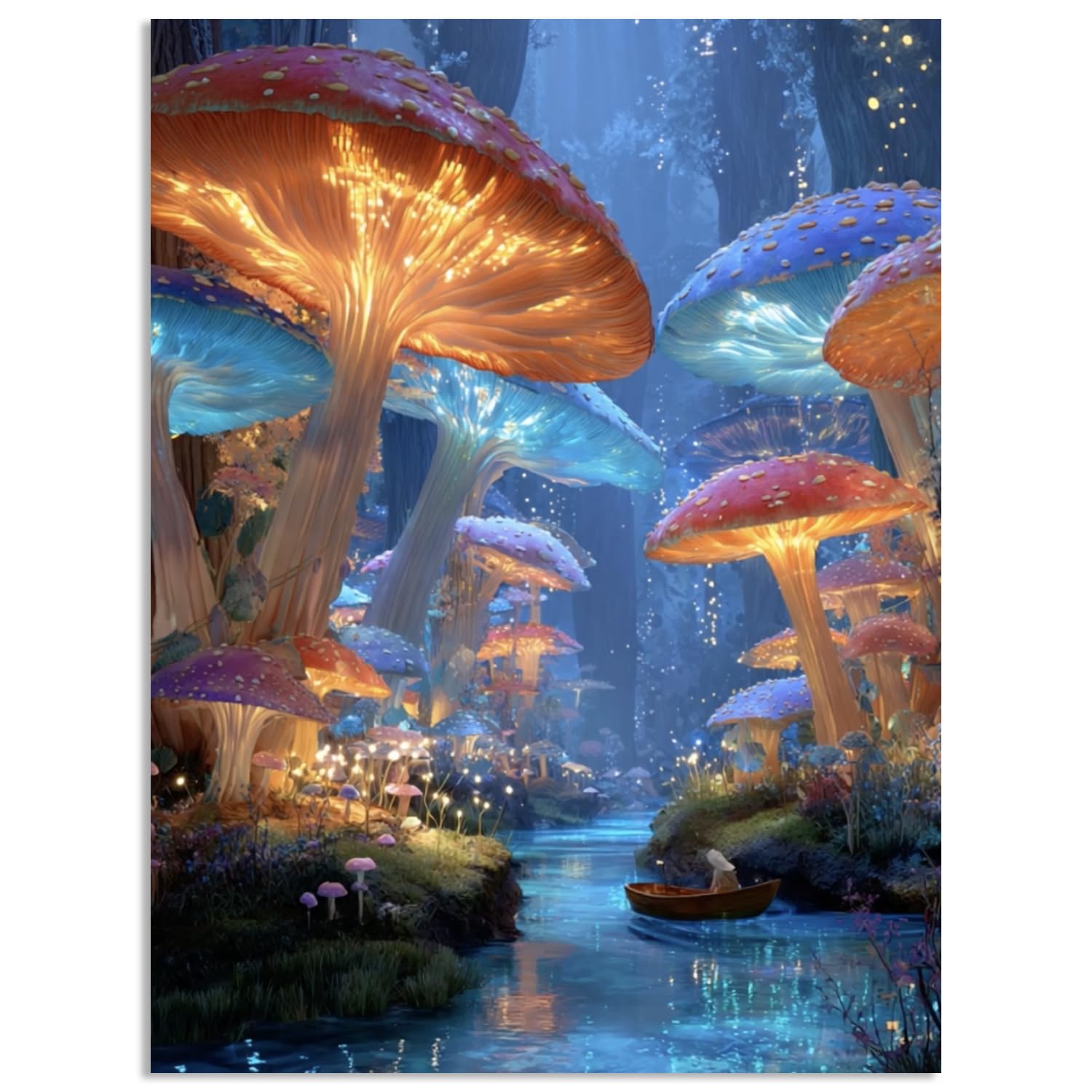 Fokenzary DIY Paint by Numbers kit for Adults Mushroom Forest Oil Painting on Canvas for Adults Beginners with Brushes and Acrylic Paints No Frame (40x50cm)