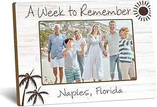 Naples Florida Picture Frame 4x6, Family Vacation Frame, Wooden Photo Frame with Wooden Stand, Gifts for Birthday Thanksgiving, Home Office Tabletop Display Decorations - A05