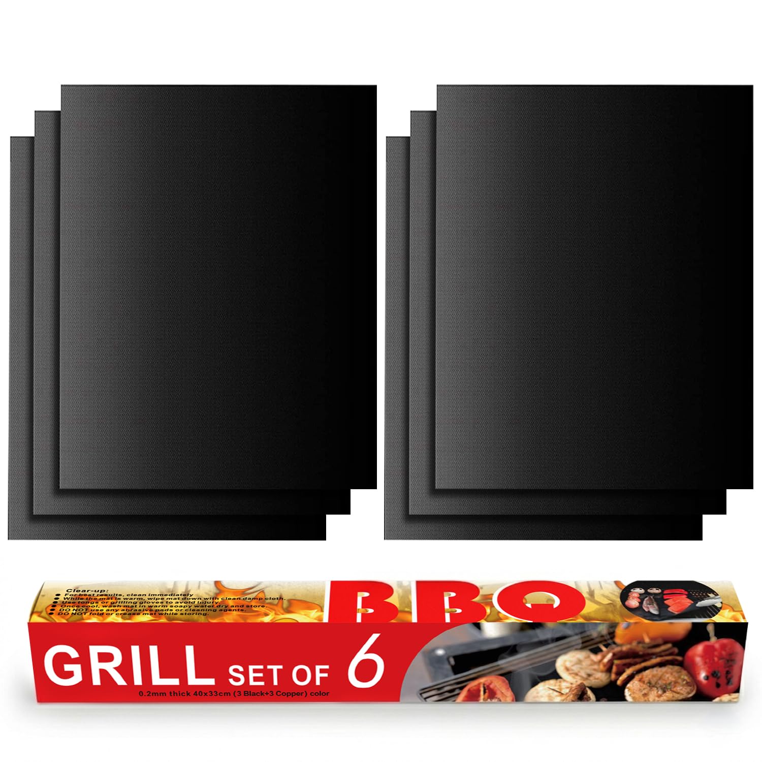 Renook Set of 6 BBQ Grill Mats