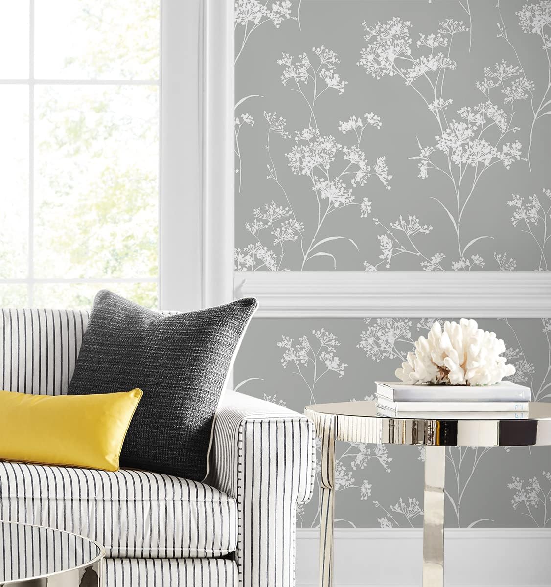 Lillian August NextWall Luxe Haven Floral Mist Peel and Stick Wallpaper (Alloy)