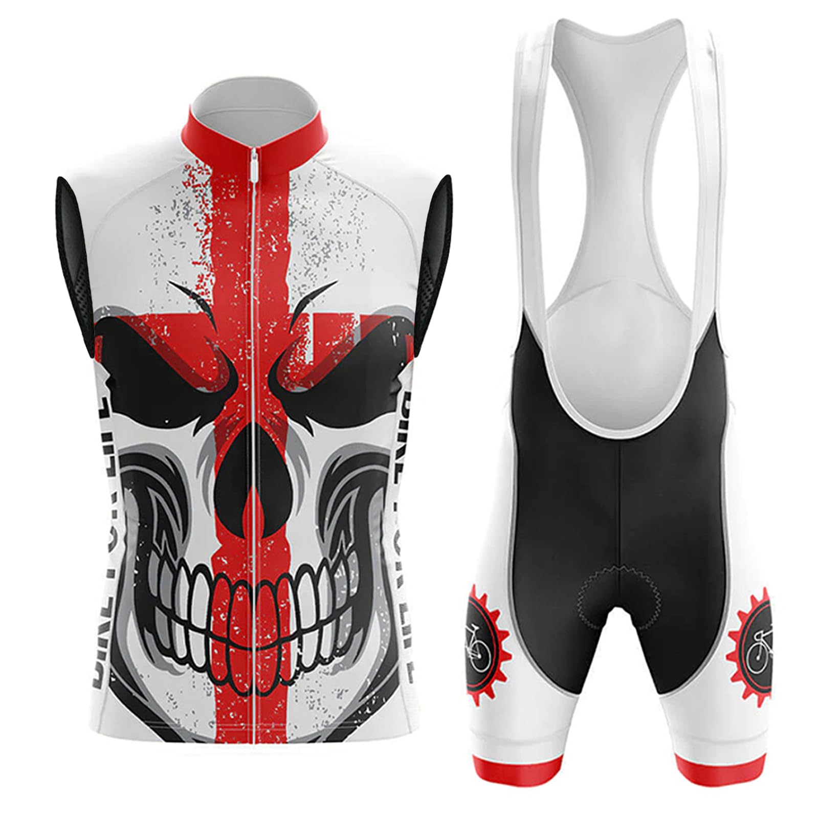 Maillot Ciclismo Hombre Conjunto Ciclista Verano Ropa Bici MTB Sin Mangas,Traje Bicicleta Chaleco Ciclo y Culotte Tirantes con 19D Gel Acolchado,Completa Jerseys Sleeveless Transpirable Secado Rápido