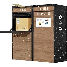 Package delivery Boxes for Outside | Anti-Theft Porch Package Delivery Box | Lock Wood Grain Steel Parcel Locker | Weatherproof Anti-Theft Delivery Box for Garden, Porch, Yard
