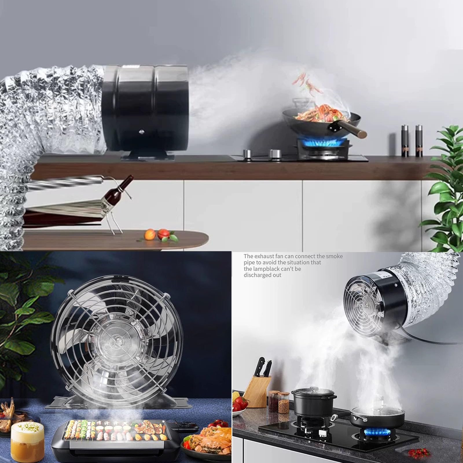 Ventilador De Conducto De 6 Pulgadas, Campana Extractora Portátil, Ventilador De Extracción De Escritorio De Bajo Ruido con Manguera De 1 M, para Cocina, Olla Caliente, Hogar, Garaje Y Baño.