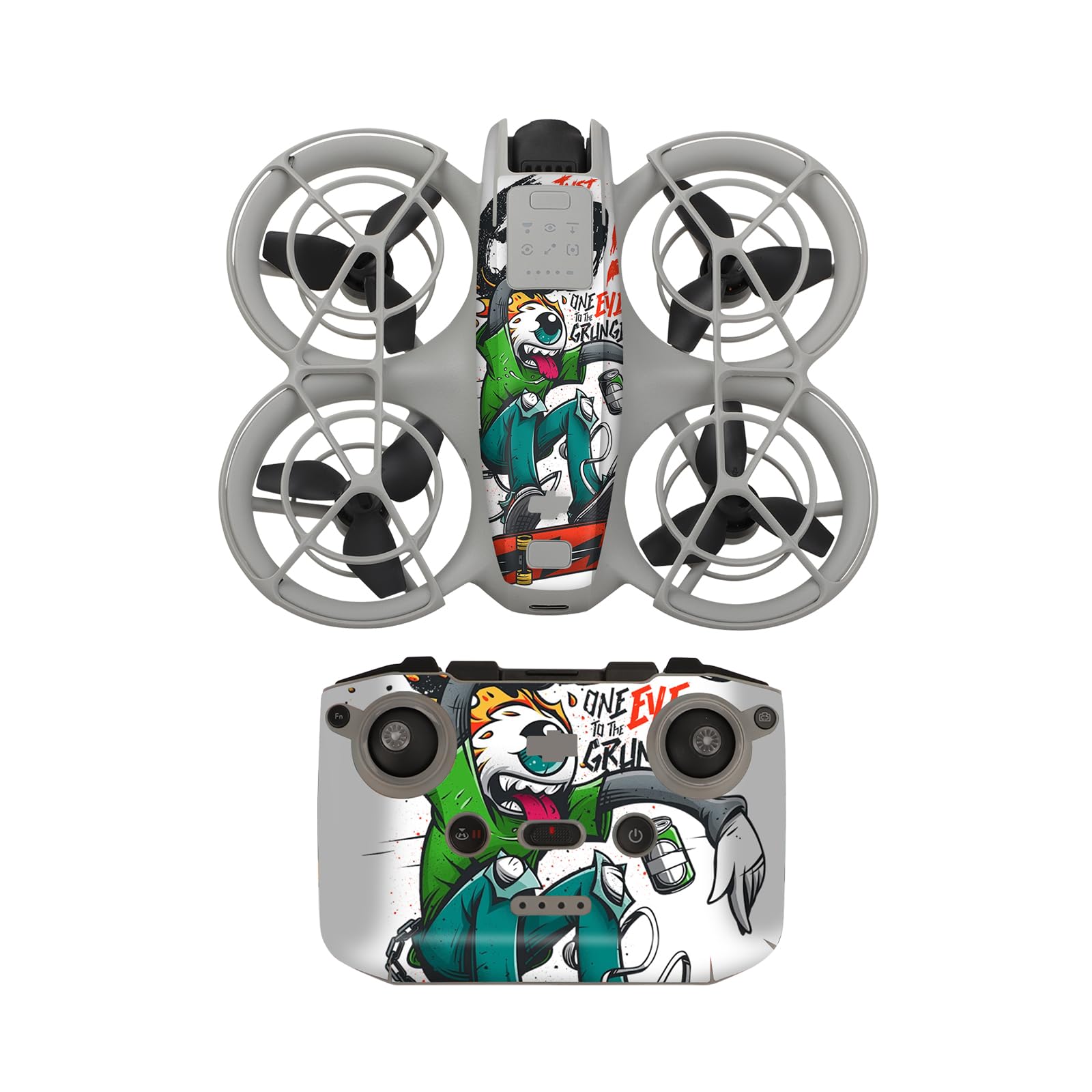 PVC Waterproof Decal Skin Drone Body + RC Remote Controller Sticker Set,Colourful Anti-scratch Sticker Decoration Protection Accessories for DJI NEO (Black-White Camouflage) - Image 4