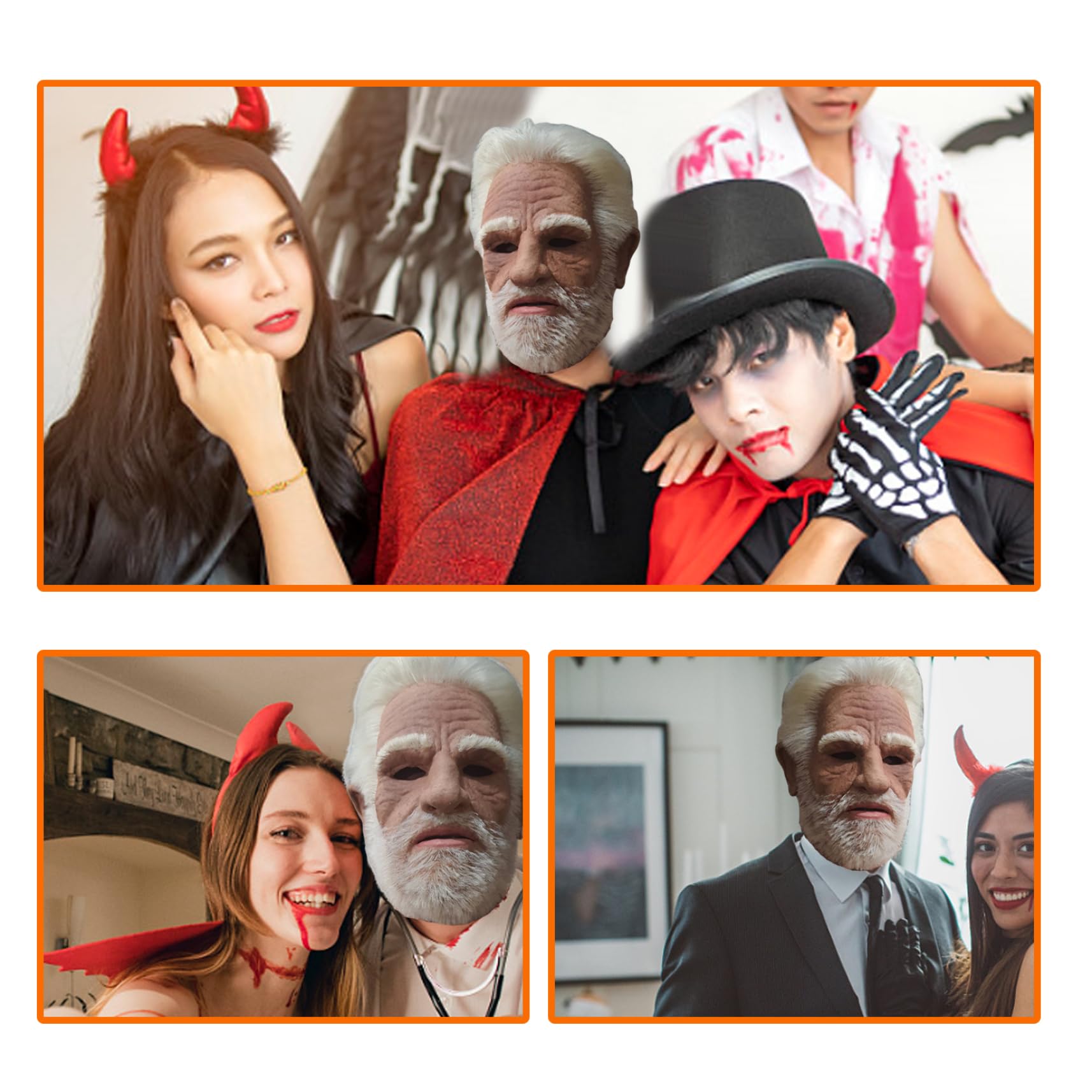 Maschera Halloween Uomo Anziano In Lattice - A Pieno Facciale, Realistica, Non Tossica, Per Feste E Costumi - Foto 4