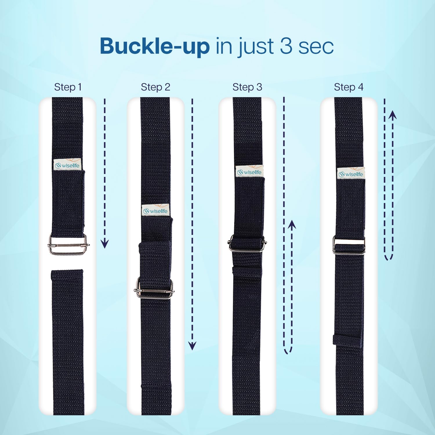 WiseLife Yoga Stretch Belt/Strap | Best for Daily Stretching, Yoga, Pilates, Physical Therapy, Fitness | 8 Feet Premium Cotton Strech Band (Navy Blue 8ft) 2