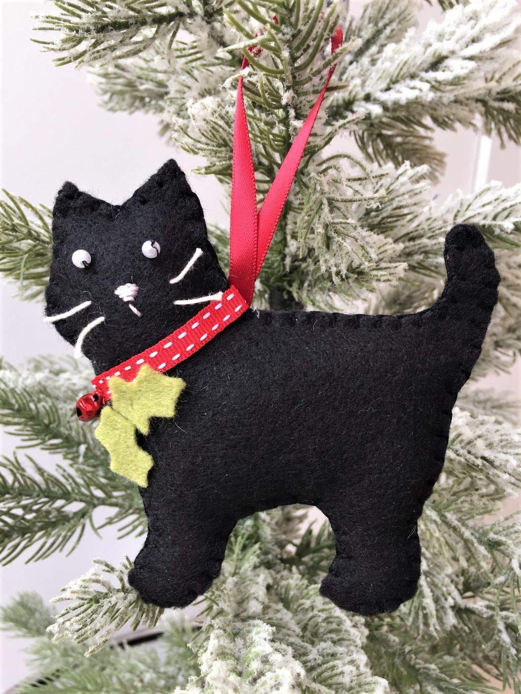 Black Felt Cat Hanging Christmas Decoration