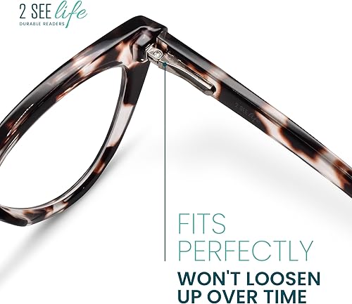Miniatura 6 de Lentes de lectura transparentes de ojo de gato de tortuga para mujer para lucir elegante, a la moda con alta visión, cómodas bisagras de resorte