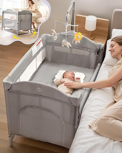 Miniatura 1 de Ktaxon Moisés 5 en 1 para dormir de noche, empacar y jugar, cuna de bebé con modo cuna, almacenamiento de noche, colchón desmontable, diseño