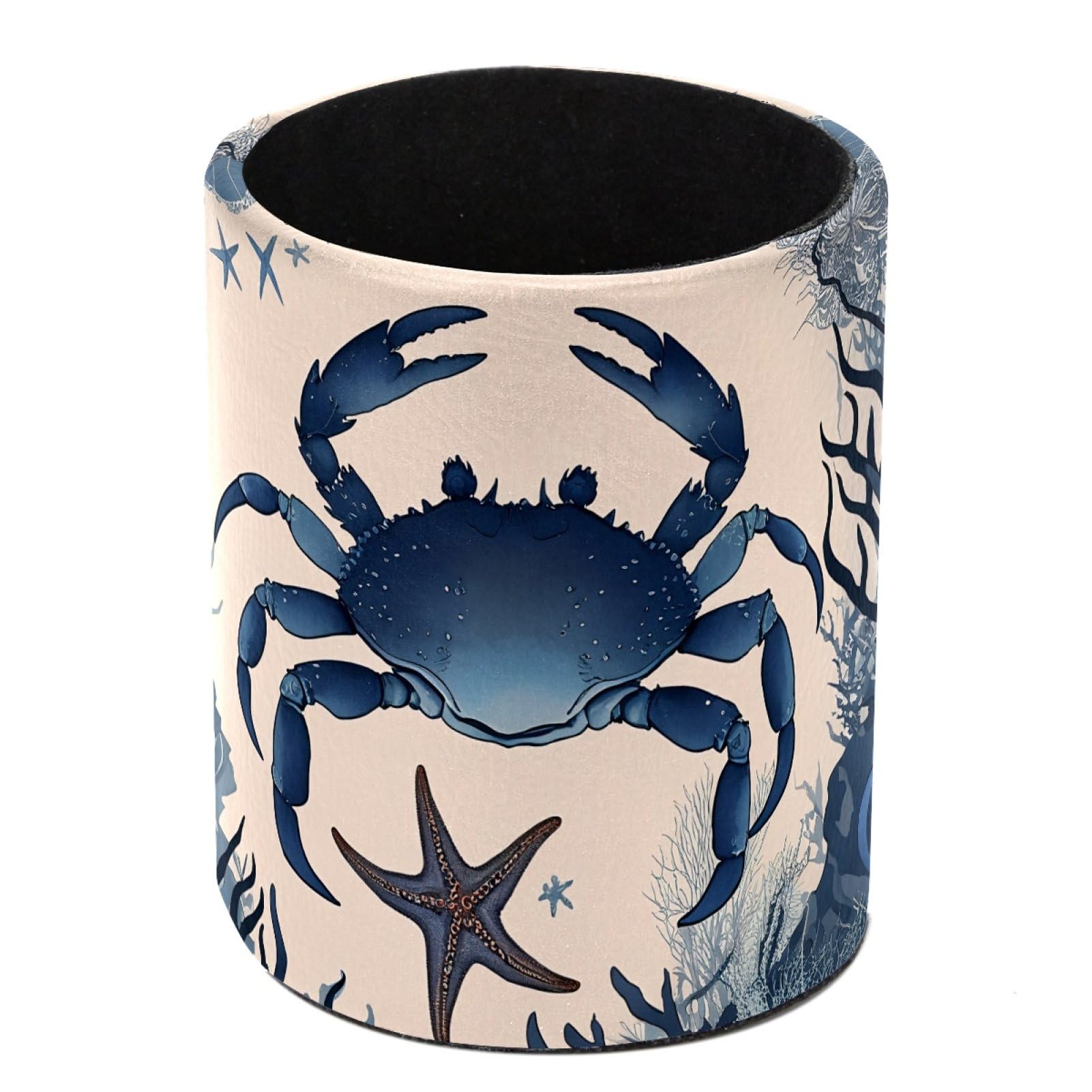 FWJZDSP Vintage Crab PU Leather Pencil Organizer, Makeup Brush Holder, Office Decor and Desk Accessories Durable