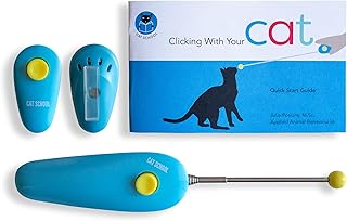 Clicker Training Kit - 1 Cat Training Clicker, 1 Target Stick, 1 Step-by-Step Instruction Booklet - Clicker Tools for Cat Training, Fist Bump Training, Positive Behavior