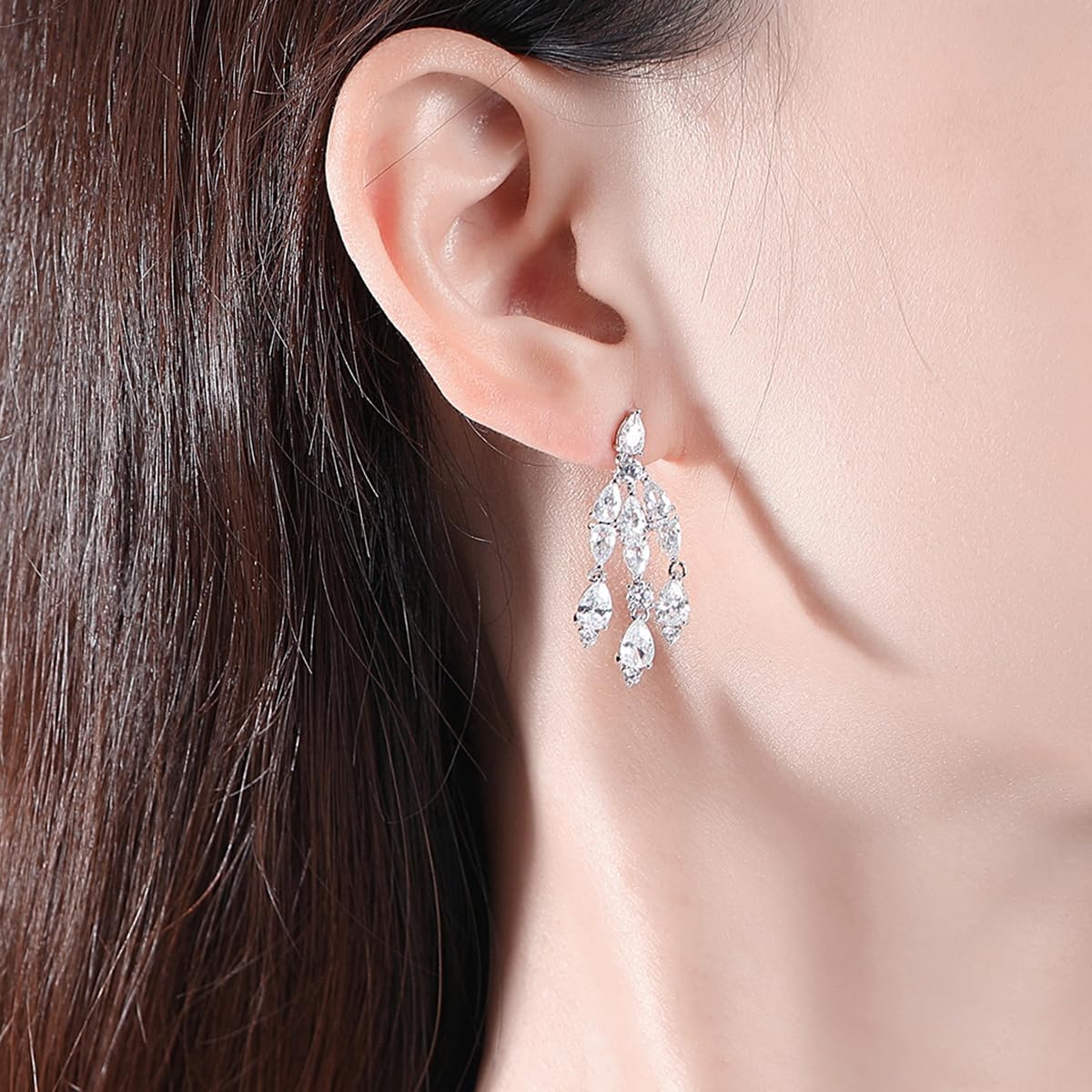 D-color VVS1 Clarity Moissanite Chandelier Drop Earrings in 14K Gold, Wedding or Engagement Earrings for Women, Splendid for Special Occasions