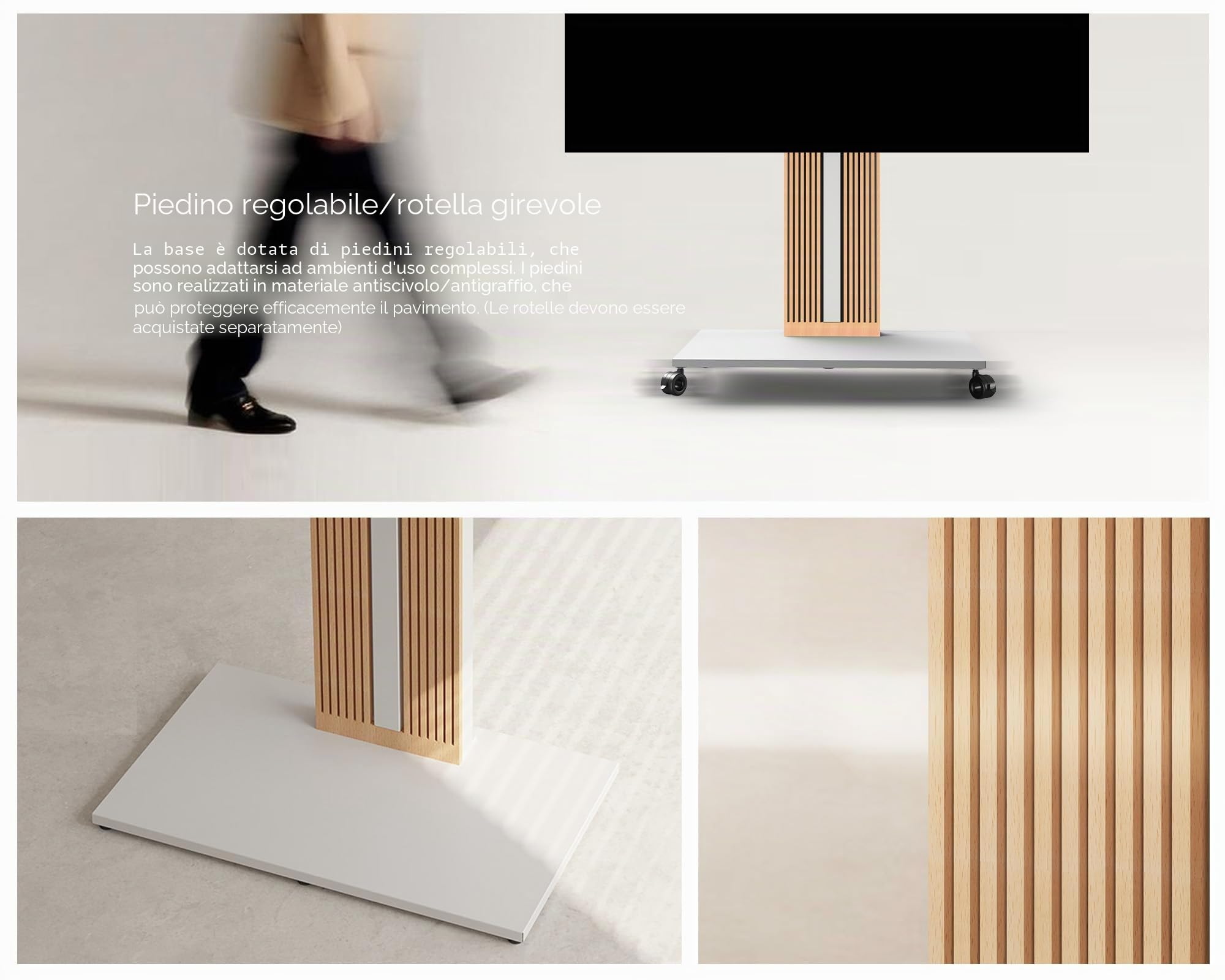 FITUEYES Supporto TV da Pavimento per 55" - 88" Regolazione Angolo ± 30° Porta TV da Terra Mobile Portata Massima 60kg Massimo VESA 600 * 400mm Serie ZEN