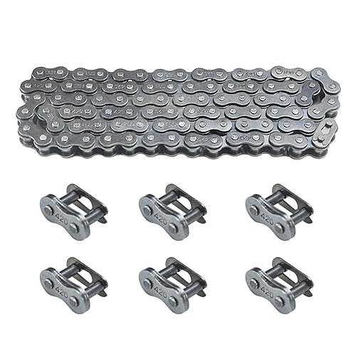 Miniatura 21 de Cadena de rodillos delantera #420 42 eslabones + eslabón maestro para 196cc 212cc 6.5hp Coleman CT200U CT200U-EX BT200X Baja Warrior Hensim Massimo