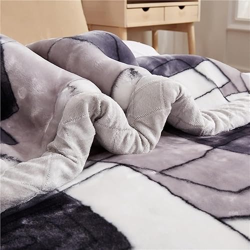 Miniatura 4 de Manta de visón coreano de 55 x 75 pulgadas, sedosa suave y cálida, manta de cama Raschel reversible de 2 capas para cama individual (59.1 x 78.7