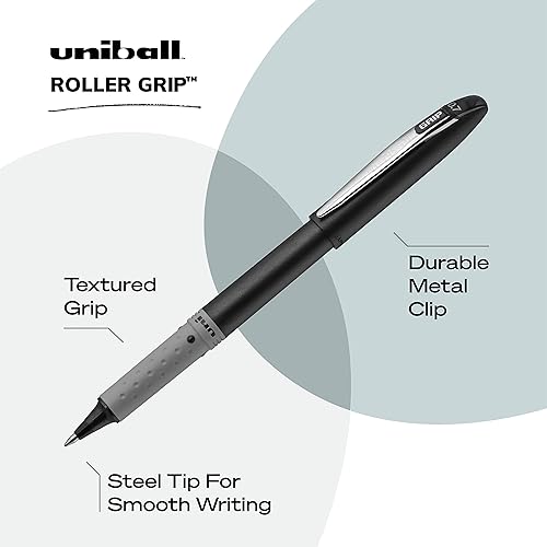 Miniatura 9 de uni-ball Bolígrafos con agarre de rodillo punta fina 0028in azul 12 unidades