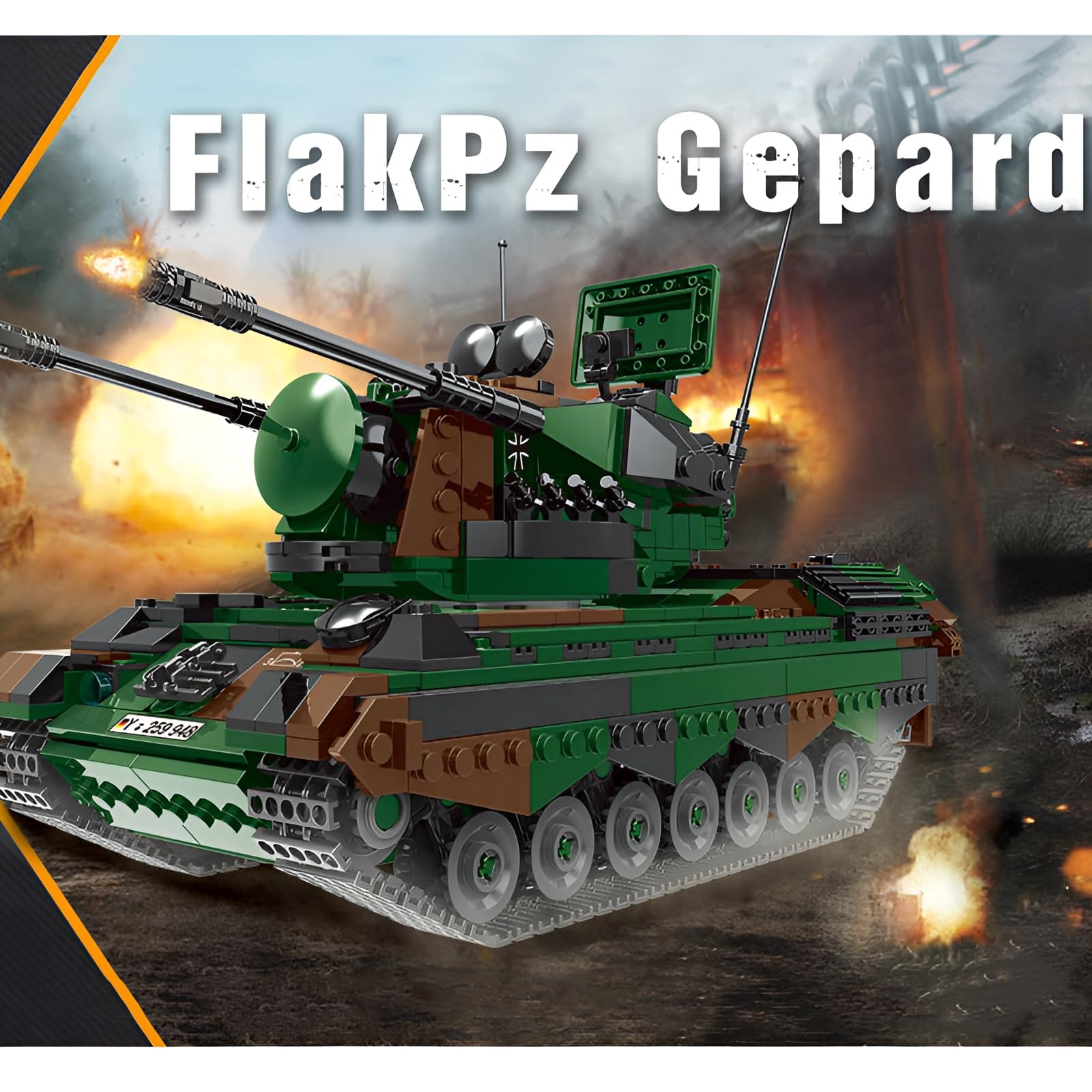 Technik Militärische FlakPz Gepard Panzer Bausteine Bausatz | 1352 PCS, Armee Panzer Fahrzeug Modell Bauklötze Spielzeug, Dekoration für das Homeoffice, Geschenk für Erwachsene