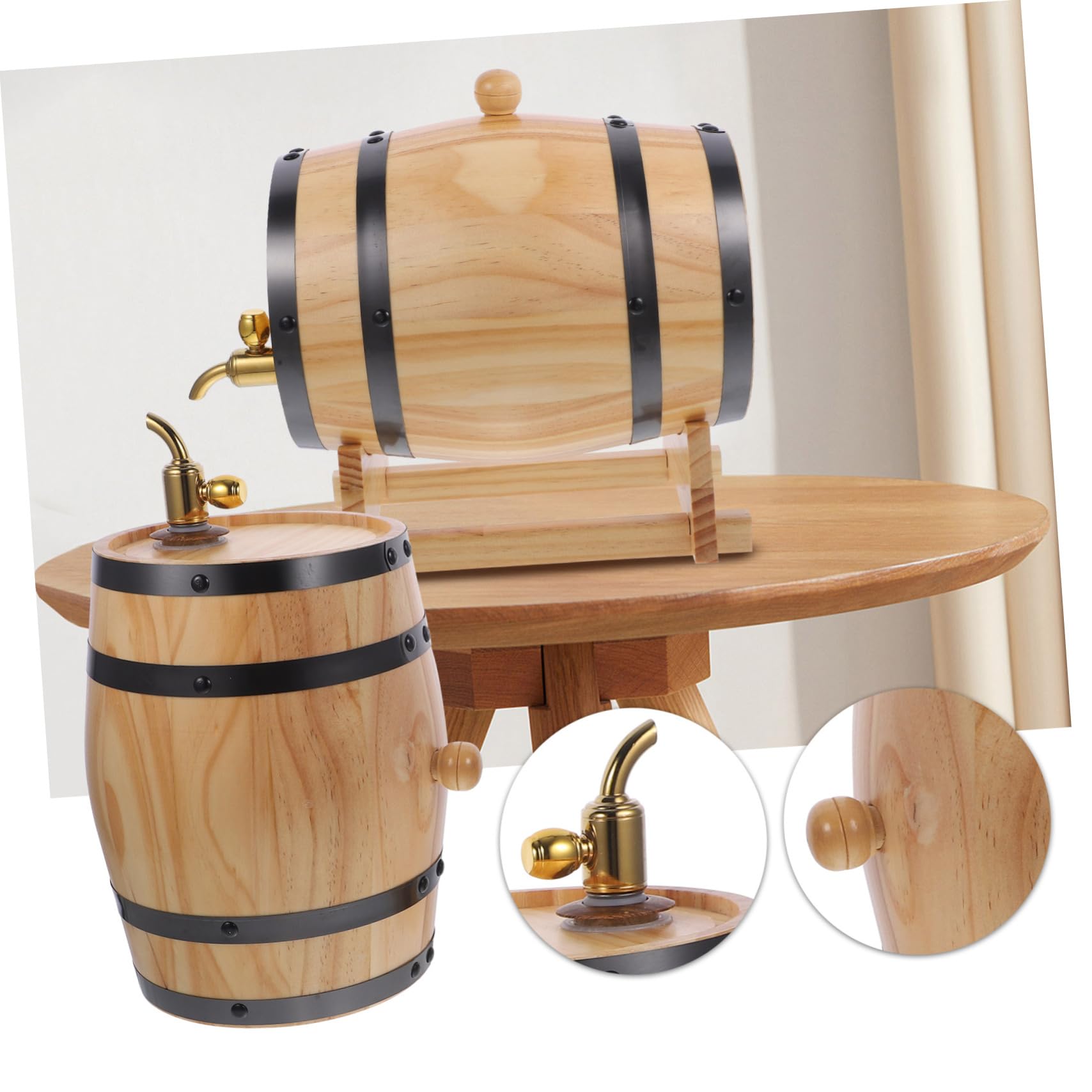 Dispenser per botte di vino in legno, 3 l, per birra e whisky, per vino, perfetto per feste e bar di casa, colore casuale