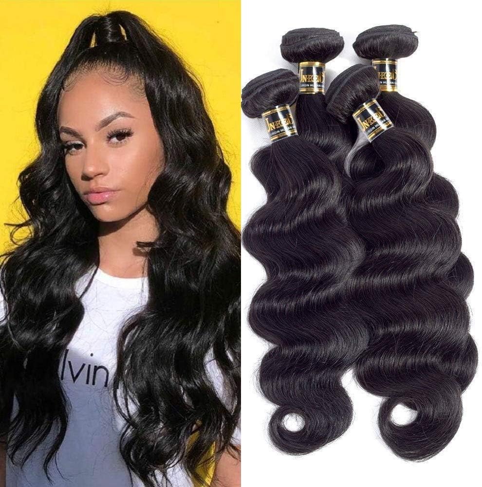 Brazilian Body Wave Bundles,UNEED Hair (18 20 22 24,400g) 10A 100% Unprocessed Virgin Human Hair,Weave Hair Human Bundles,Natural Color
