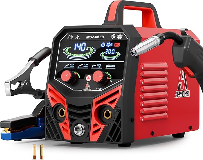 MIG Welder 110V,Gasless Flux Core Welder,Plug And Play,Easy Safety To Operate For Beginners DIY,Synergic Mode Better welding with 3 in1MIG/Stick/Lift...