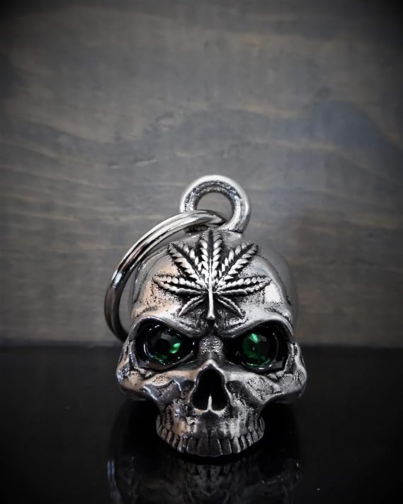 Bravo Bells Pot Head Skull Diamond Bell - Biker Bell Accessory or Key Chain for Good Luck on The Road