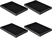 Quelay 4-Pack Stackable Jewelry Organizer Trays - Flannel Lined Display for Rings, Earrings, Bracelets, Necklaces (13.7x9.44 Inch)