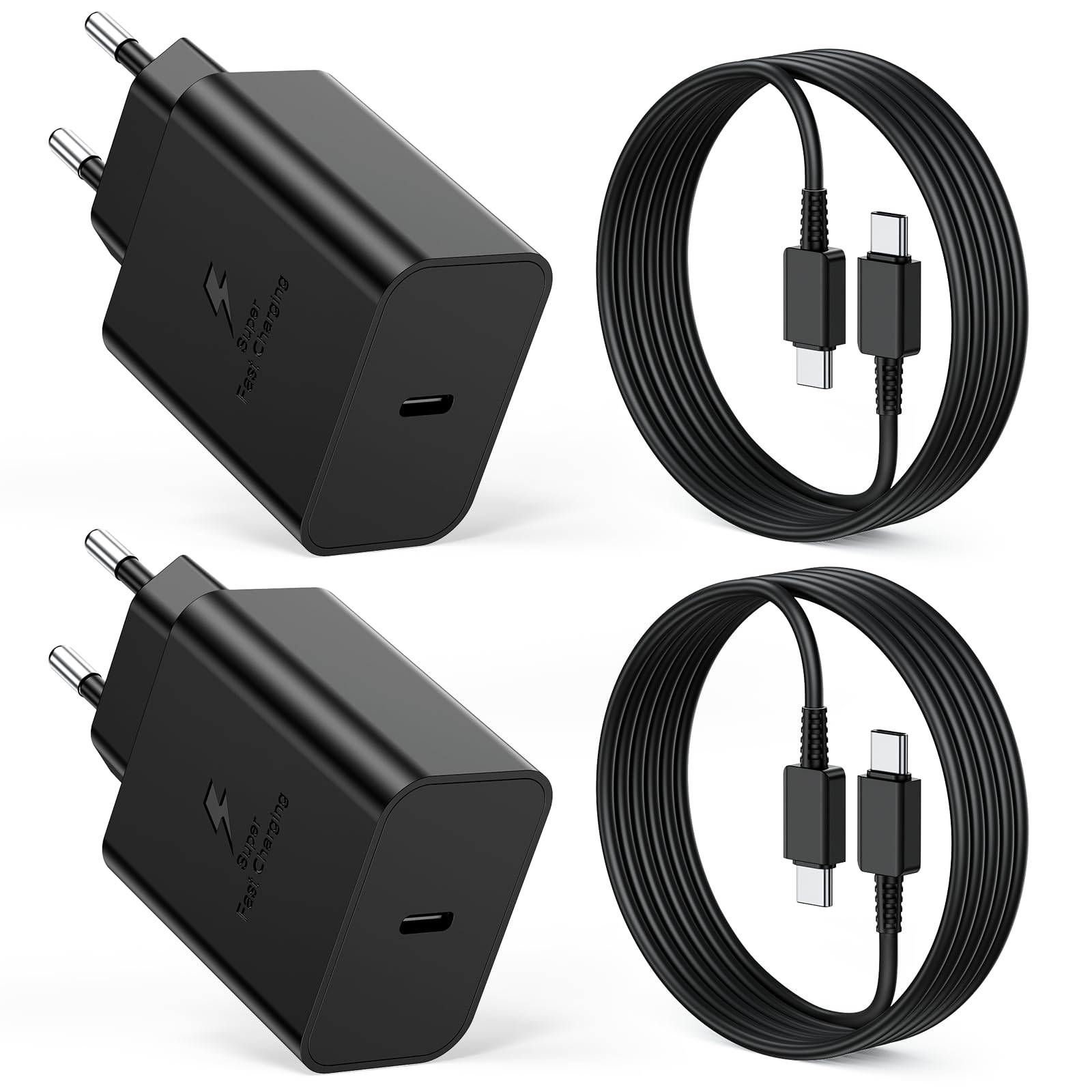 2-Pack 45W USB C Ladegerät für Samsung Schnellladegerät mit 2M Ladekabel für Galaxy S26 S25 Ultra S24 S23 S22 S21 A57 A56 A55 A54 A37 A36 A35 A25 A26 A17 A16, Super Fast Charger USB C Netzteil Adapter